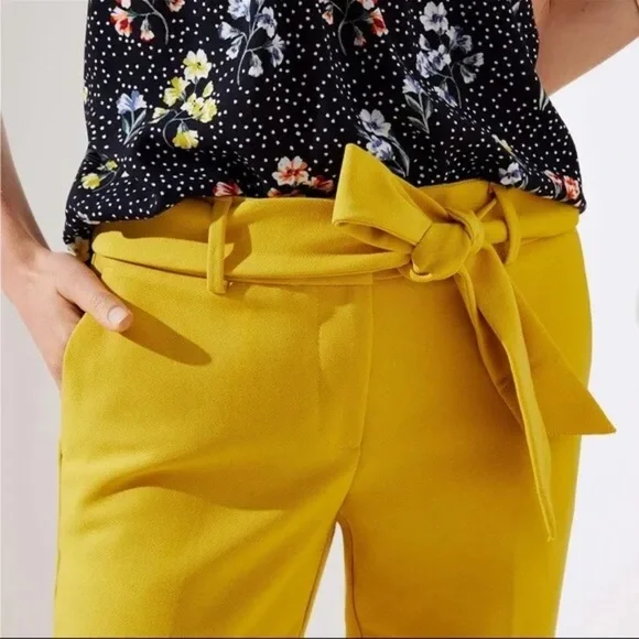 LOFT Yellow Tie-Waist Pants - Picture 1 of 6